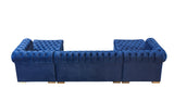 Lauren Blue Velvet Double Chaise Sectional - LAURENBLUE-SEC - Luna Furniture