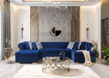 Lauren Blue Velvet Double Chaise Sectional - LAURENBLUE-SEC - Luna Furniture