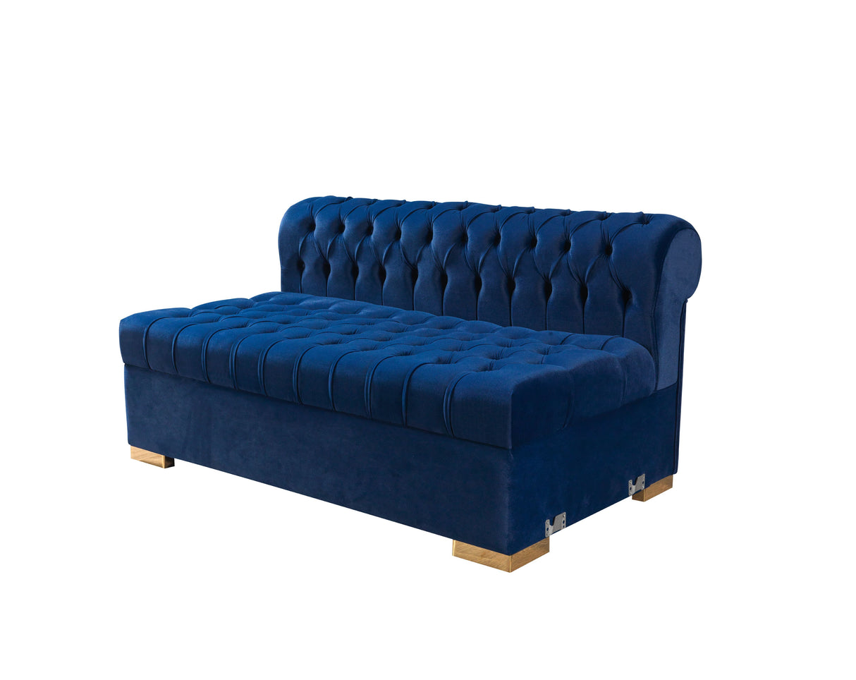 Lauren Blue Velvet Double Chaise Sectional - LAURENBLUE-SEC - Luna Furniture