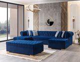 Lauren Blue Velvet Double Chaise Sectional - LAURENBLUE-SEC - Luna Furniture