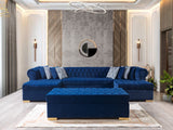 Lauren Blue Velvet Double Chaise Sectional - LAURENBLUE-SEC - Luna Furniture