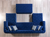 Lauren Blue Velvet Double Chaise Sectional - LAURENBLUE-SEC - Luna Furniture