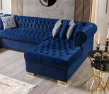 Lauren Blue Velvet Double Chaise Sectional - LAURENBLUE-SEC - Luna Furniture