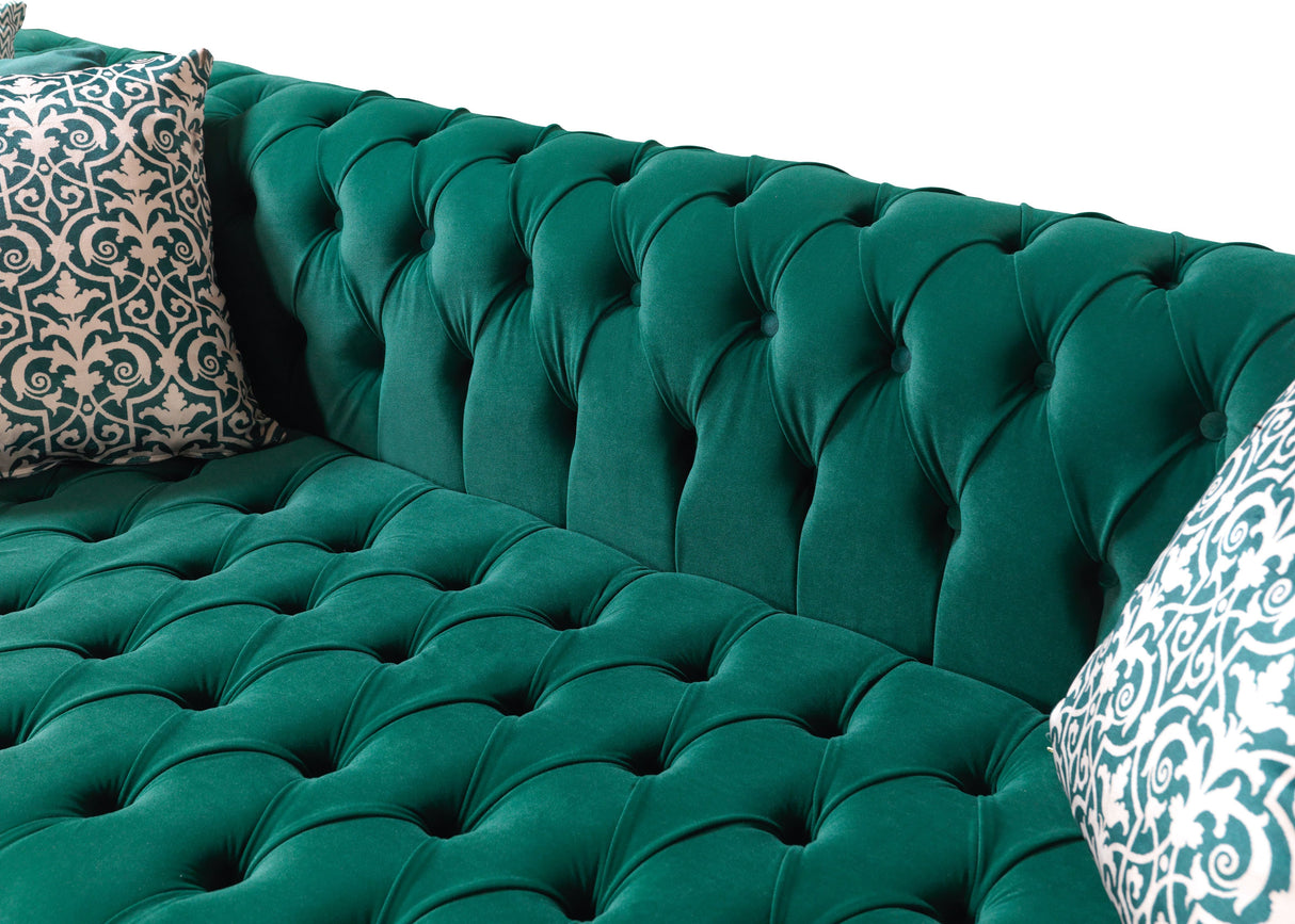 Lauren Green Velvet Double Chaise Sectional - LAURENGREEN-SEC - Luna Furniture