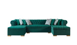 Lauren Green Velvet Double Chaise Sectional - LAURENGREEN-SEC - Luna Furniture