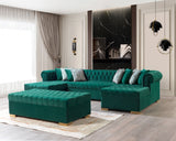 Lauren Green Velvet Double Chaise Sectional - LAURENGREEN-SEC - Luna Furniture