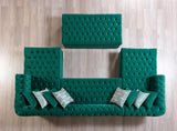 Lauren Green Velvet Double Chaise Sectional - LAURENGREEN-SEC - Luna Furniture