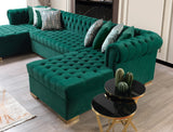 Lauren Green Velvet Double Chaise Sectional - LAURENGREEN-SEC - Luna Furniture