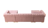 Lauren Pink Velvet Double Chaise Sectional - LAURENPINK-SEC - Luna Furniture