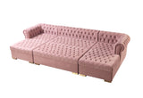 Lauren Pink Velvet Double Chaise Sectional - LAURENPINK-SEC - Luna Furniture