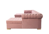 Lauren Pink Velvet Double Chaise Sectional - LAURENPINK-SEC - Luna Furniture