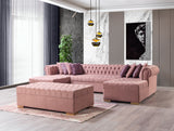 Lauren Pink Velvet Double Chaise Sectional - LAURENPINK-SEC - Luna Furniture