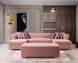 Lauren Pink Velvet Double Chaise Sectional - LAURENPINK-SEC - Luna Furniture