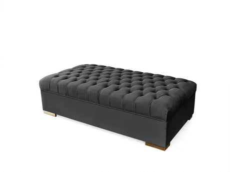 Lauren Gray Velvet Oversized Ottoman -  Nova Furniture - Luna Furniture