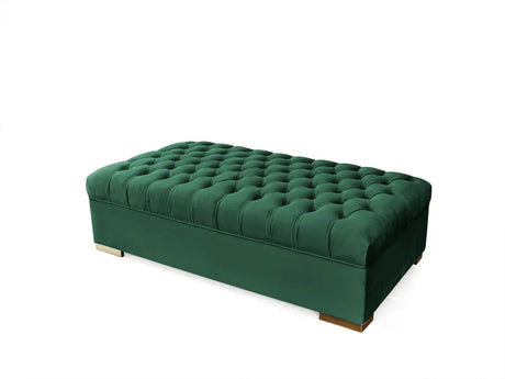 Lauren Green Velvet Oversized Ottoman -  Nova Furniture - Luna Furniture