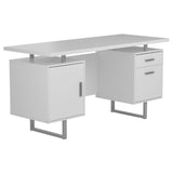 Lawtey White Gloss Floating Top Office Desk from Coaster - Luna Furniture