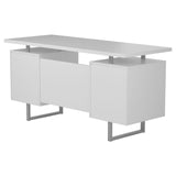 Lawtey White Gloss Floating Top Office Desk from Coaster - Luna Furniture