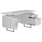 Lawtey White Gloss Floating Top Office Desk from Coaster - Luna Furniture