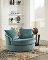 Laylabrook Teal Oversized Swivel Accent Chair - 9220621 - Luna Furniture