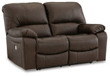 Leesworth Dark Brown Power Reclining Loveseat - U4380874 - Luna Furniture