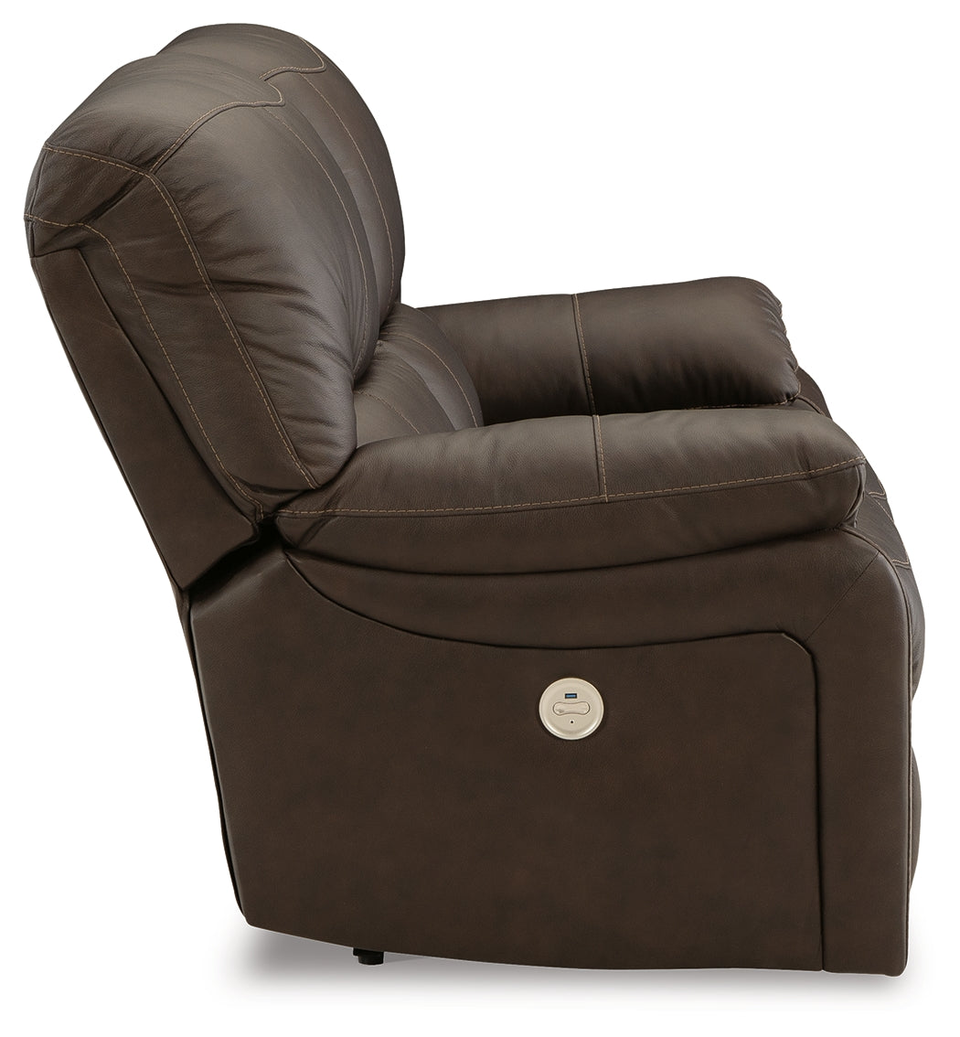 Leesworth Dark Brown Power Reclining Loveseat - U4380874 - Luna Furniture