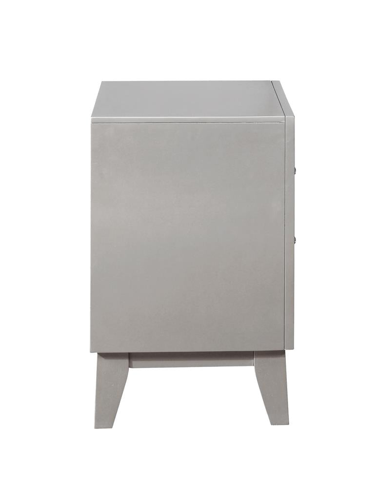 Leighton 2-drawer Nightstand Metallic Mercury - 204922 - Luna Furniture