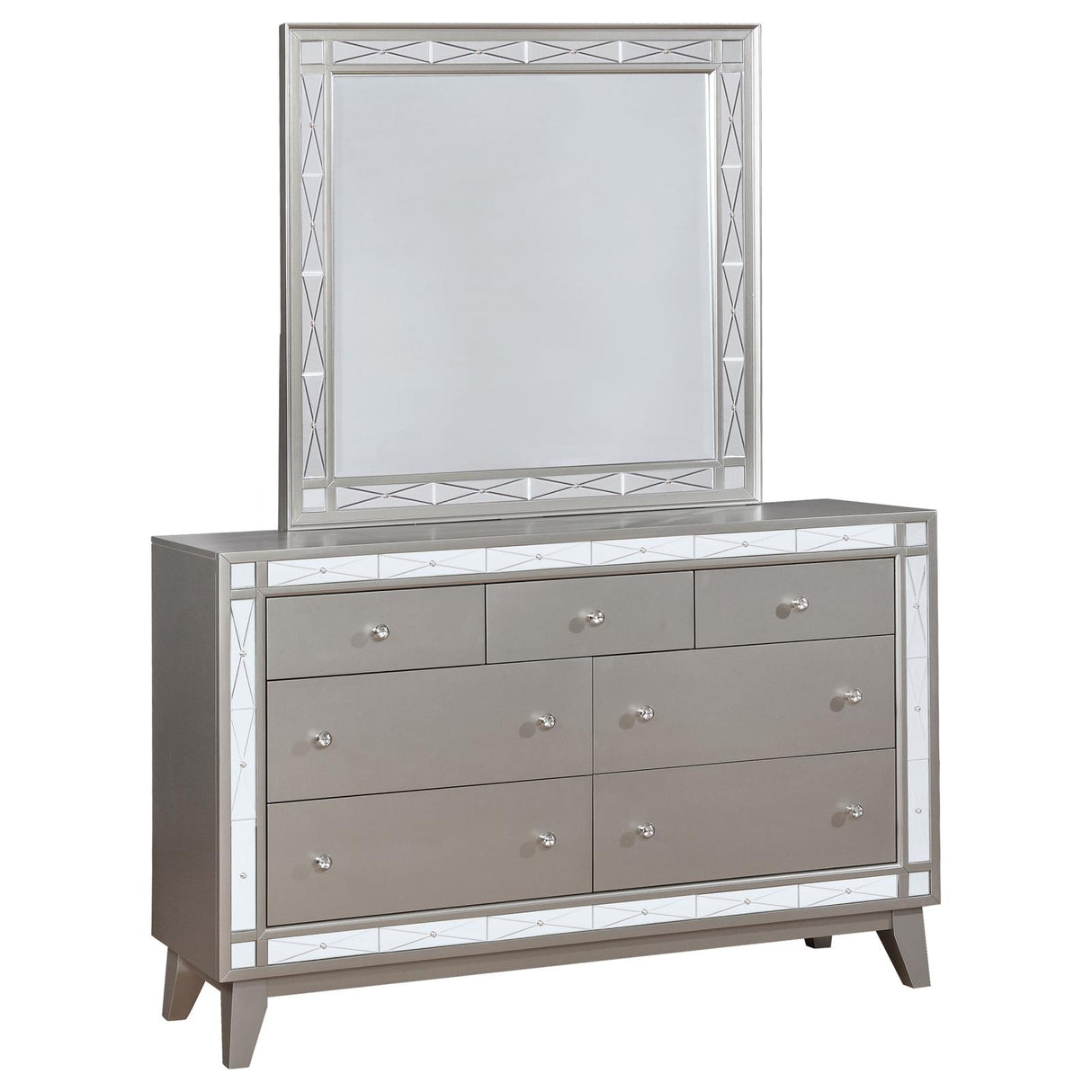 Leighton 7-drawer Dresser with Mirror Metallic Mercury - 204923M - Luna Furniture