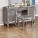 Leighton Vanity Desk and Stool Metallic Mercury - 204927 - Luna Furniture