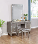 Leighton Vanity Desk and Stool Metallic Mercury - 204927 - Luna Furniture