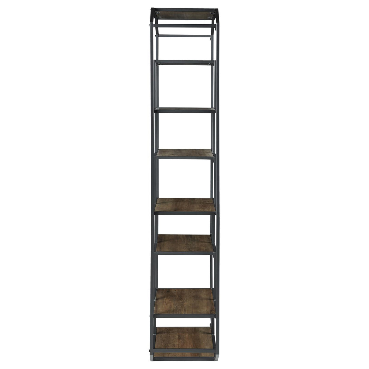 Leland Rustic Brown/Dark Gray 6-Shelf Bookcase from Coaster - Luna Furniture