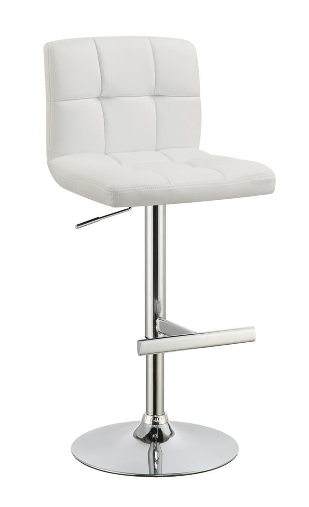 Lenny Chrome/White Adjustable Height Bar Stools, Set of 2 from Coaster - Luna Furniture