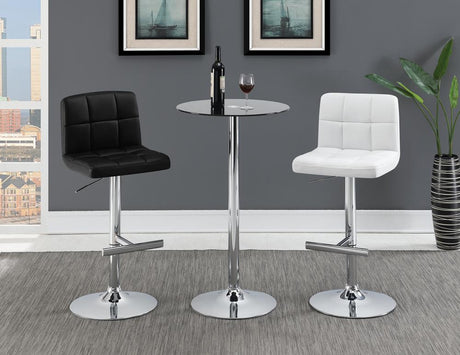 Lenny Chrome/White Adjustable Height Bar Stools, Set of 2 from Coaster - Luna Furniture