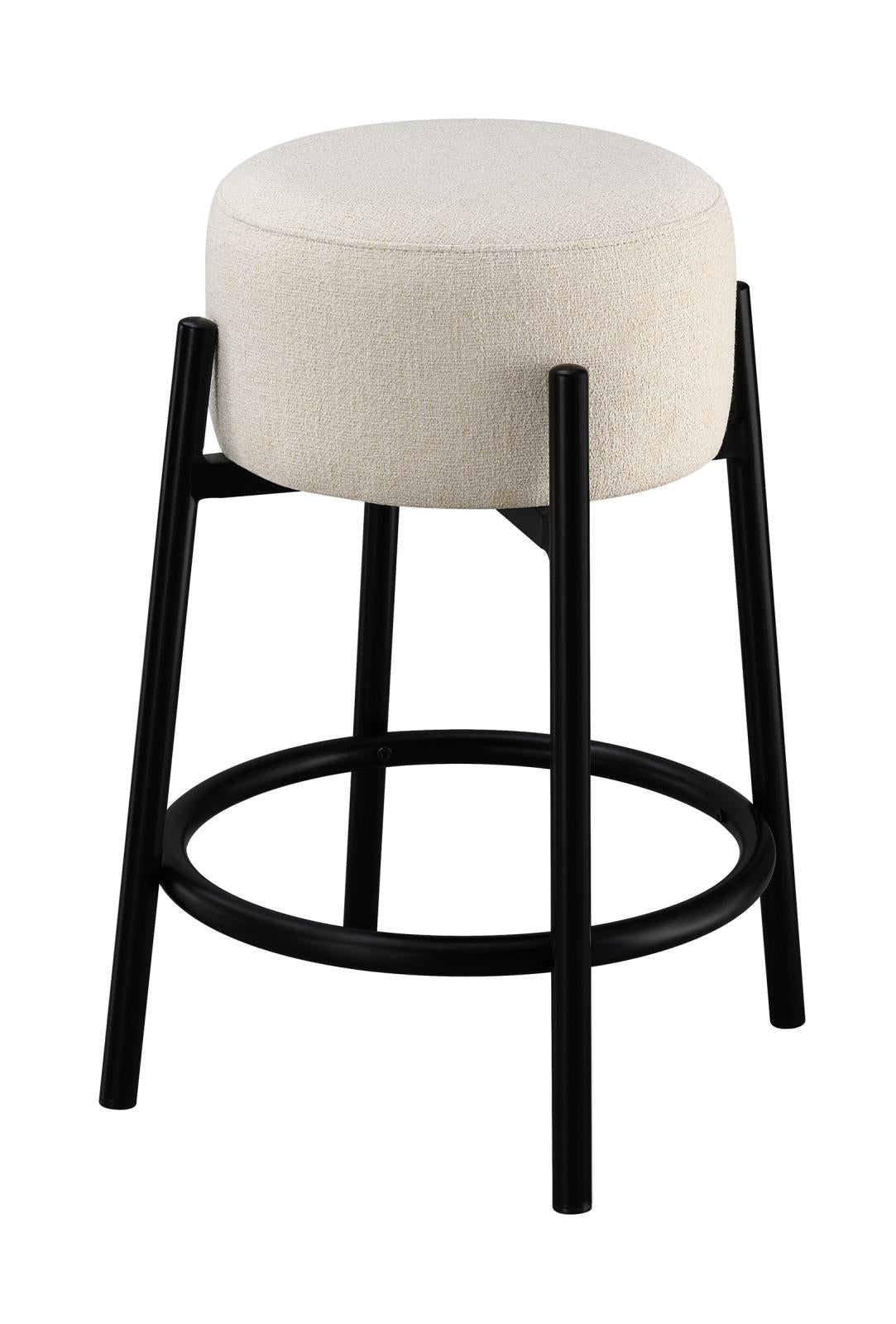 Leonard White/Black Upholstered Backless Round Stools, Set of 2 from Coaster - Luna Furniture