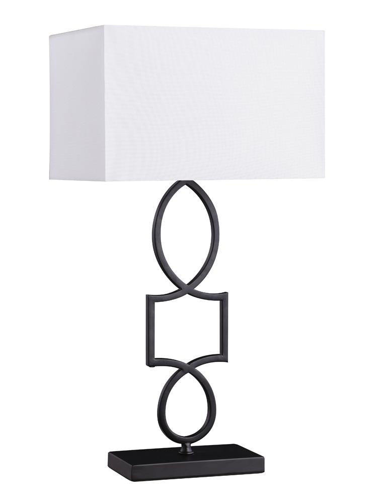 Leorio Rectangular Shade Table Lamp White/Black from Coaster - Luna Furniture