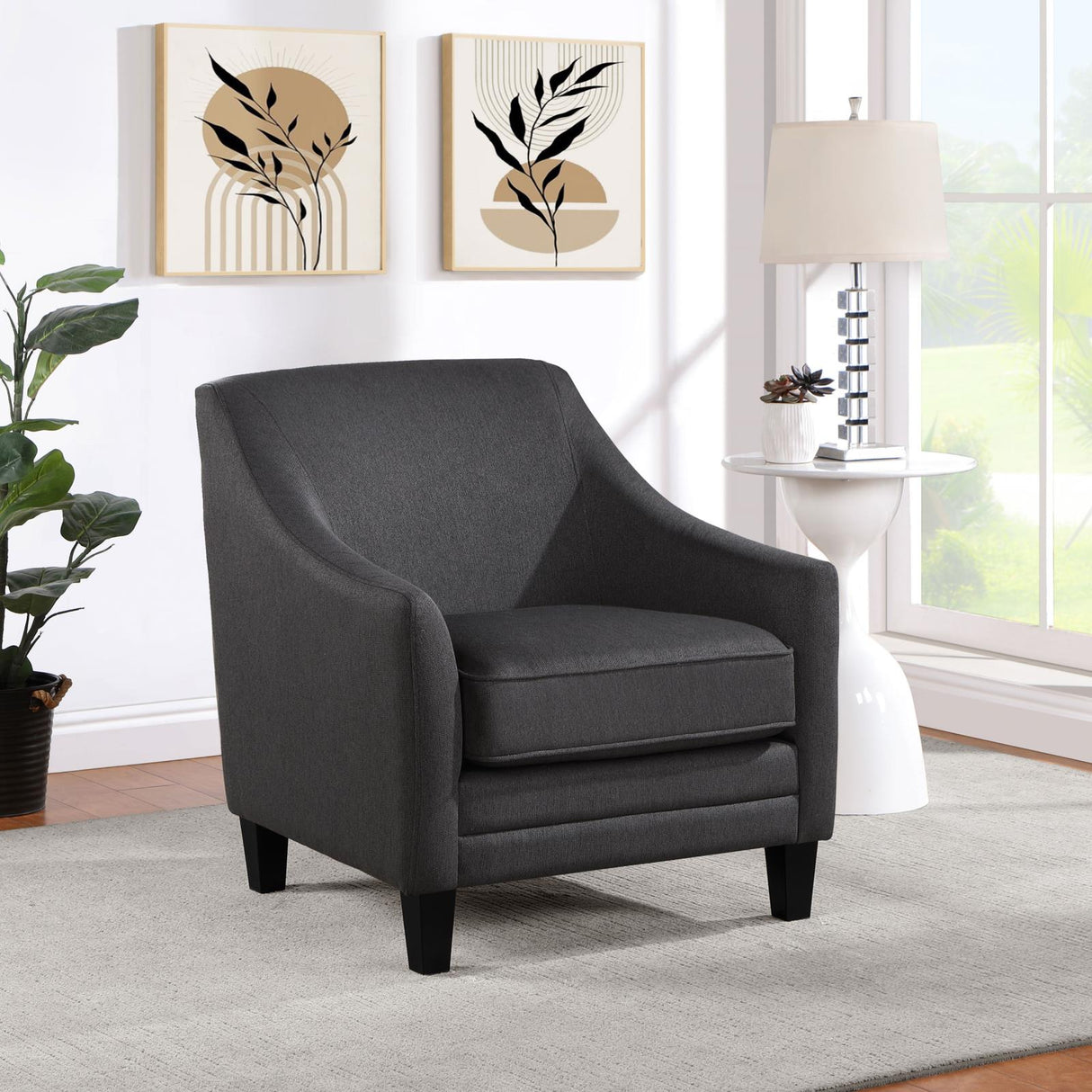 Liam Upholstered Sloped Arm Accent Club Chair Black - 903074 - Luna Furniture