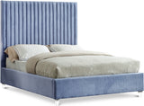 Candace Light Blue Velvet Full Bed from Meridian - Luna Furniture