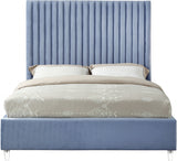 Candace Light Blue Velvet Full Bed from Meridian - Luna Furniture