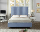 Candace Light Blue Velvet Full Bed from Meridian - Luna Furniture