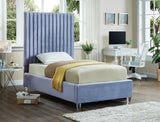 Candace Light Blue Velvet Twin Bed from Meridian - Luna Furniture