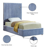 Candace Light Blue Velvet Twin Bed from Meridian - Luna Furniture