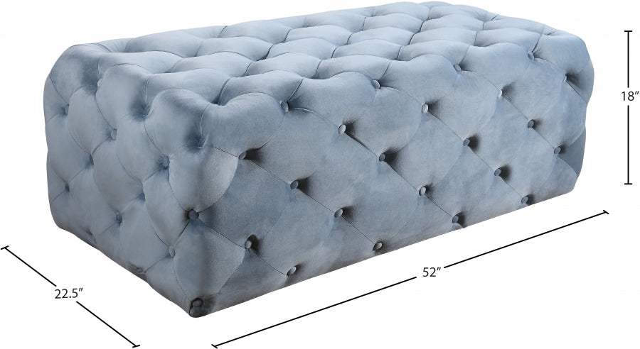 Casey Light Blue Velvet Ottoman | Bench from Meridian - Luna Furniture