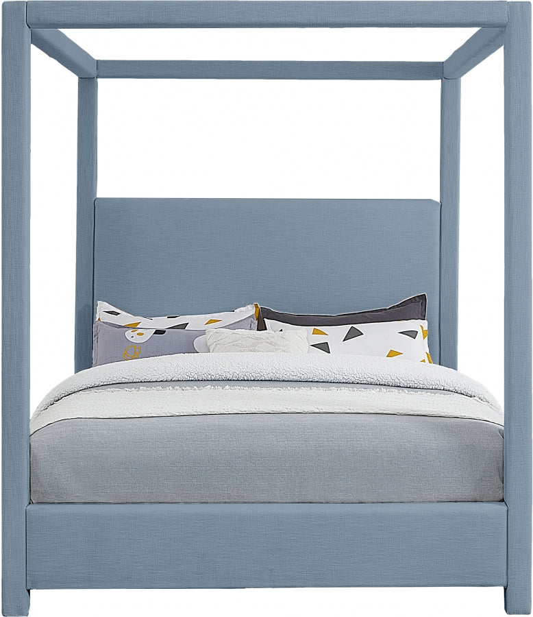 Emerson Light Blue Linen Textured Queen Bed from Meridian - Luna Furniture