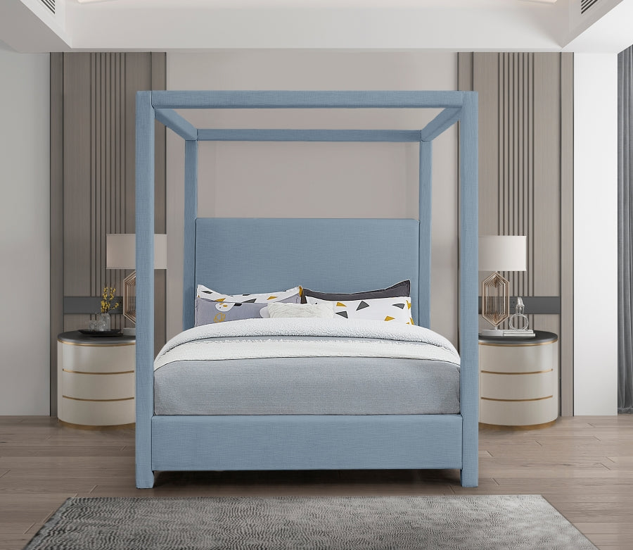 Emerson Light Blue Linen Textured Queen Bed from Meridian - Luna Furniture