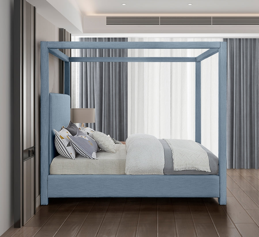 Emerson Light Blue Linen Textured Queen Bed from Meridian - Luna Furniture