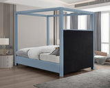 Emerson Light Blue Linen Textured Queen Bed from Meridian - Luna Furniture