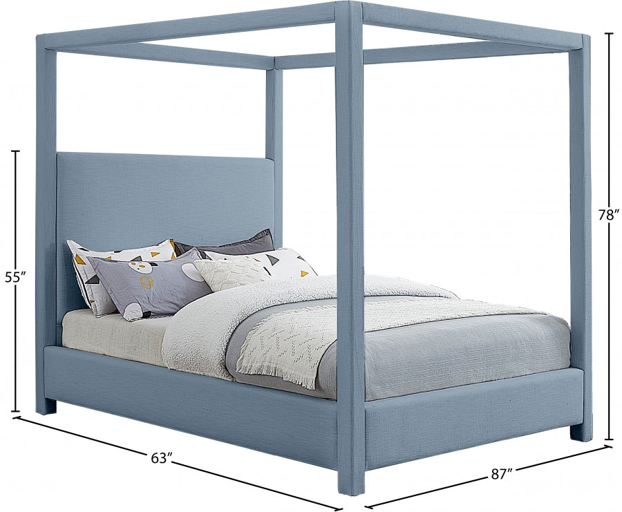 Emerson Light Blue Linen Textured Queen Bed from Meridian - Luna Furniture