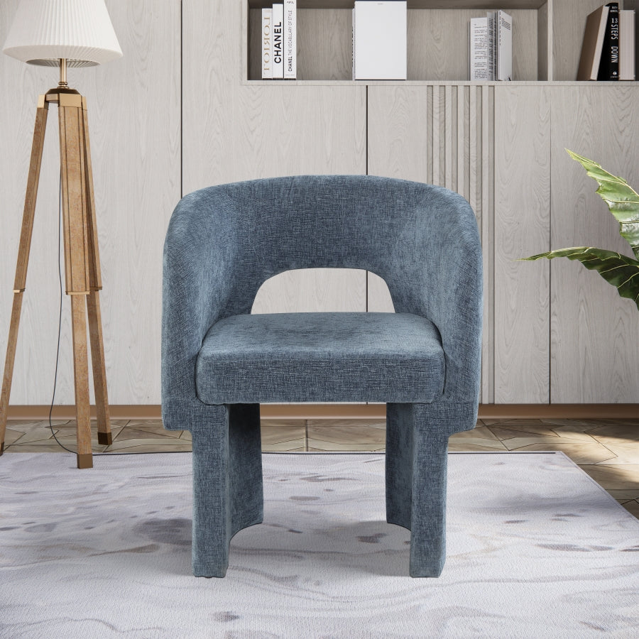 Light Blue Emmet Chenille Fabric Dining Chair / Accent Chair from Meridian - Luna Furniture