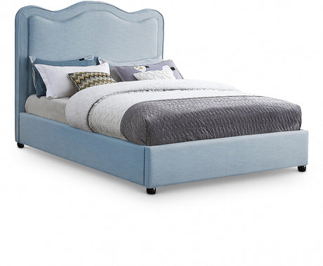 Felix Light Blue Linen Textured Fabric Full Bed from Meridian - Luna Furniture