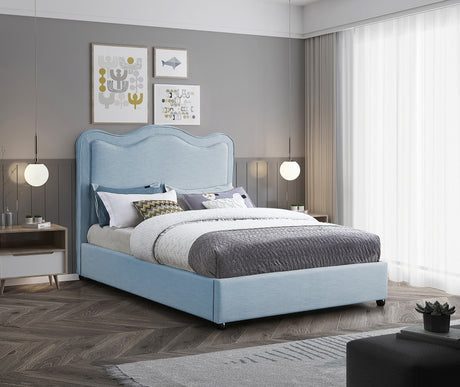 Felix Light Blue Linen Textured Fabric Full Bed from Meridian - Luna Furniture