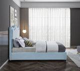 Felix Light Blue Linen Textured Fabric King Bed from Meridian - Luna Furniture